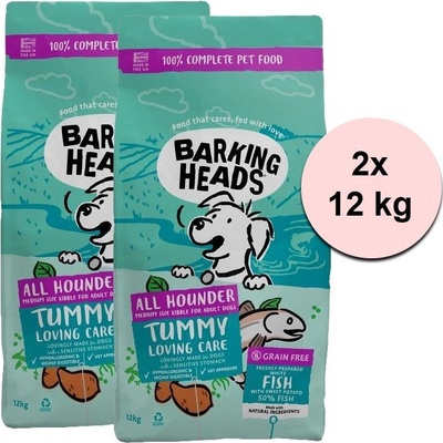 Barking Heads All Hounder Tummy Loving Care Fish 2 x 12 kg