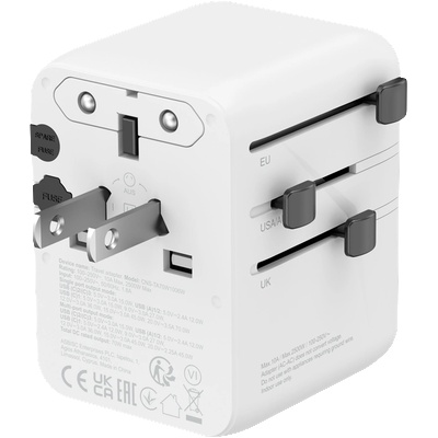 CANYON Адаптер за Захранване CANYON Travel Adapter OnTour 20 EU/UK/US/AUS 70W White (CNS-TA70W1006W)