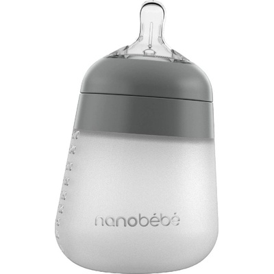 Nanobebe Силиконова бутилка Nanobebe - Flexy, 270 ml, сива (31007)