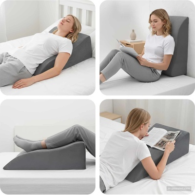 vidaXL Възглавничка за крака Сив 68 x 40 x 18 см PU пяна (42020189)