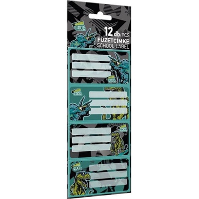Lizzy Card - Етикети 12 бр. / 3 листа по 4 бр. / Dino Cool