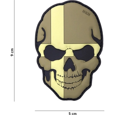 Gumová nášivka 101 Inc Skullhead vlajka Švédsko - sivá