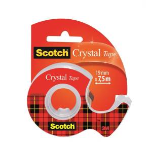 3M Самозалепваща лента, диспенсер, ръчен, 19 mm x 7, 5 m, 3M SCOTCH "Crystal" 7100093859 (7100093859)
