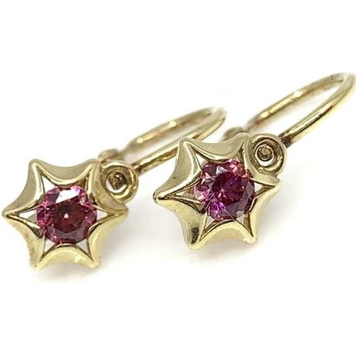 Jan Kos jewellery zlaté náušnice s růžovým kamenem 59616160