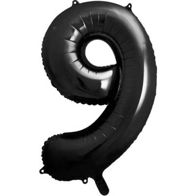 Party Deco Фолиев балон цифра, 86 см, черен - 9 (fb1m-9-010)