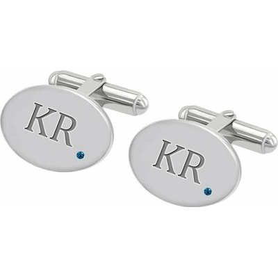 Eppi manžetové knoflíčky s gravírem a modrými diamanty Rigel stříbrné – Zboží Dáma