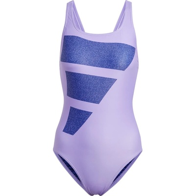 Adidas Дамски бански костюм Adidas Big Bars Swim Suit Womens - Violet/White