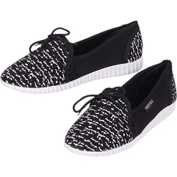 Ефектни текстилни обувки в черно и бяло с връзки
