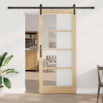 vidaXL Преплъзваща се врата ORKDAL Естествен 93 x 211 см (3331981)