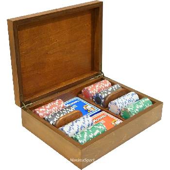 Дървена кутия Radica с 200 покер чипа с номинали