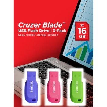 Image 1 of SanDisk Cruzer Blade 16GB 3-pack (SDCZ50C-016G-B46T)