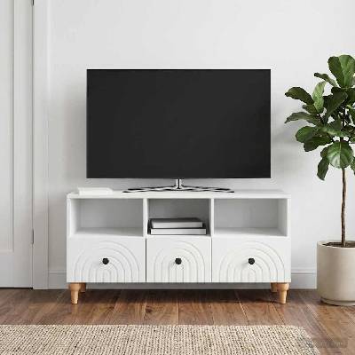 vidaXL ТВ шкаф Бял 102 x 34, 5 x 50 см Инженерен дървен материал (894215)