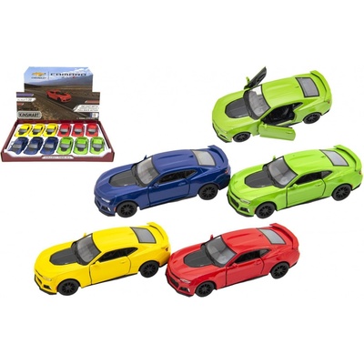 Teddies Auto Kinsmart Chevrolet Camaro ZL1 kov plast 12 5 cm 4 farby na spätné natiahnutie 12ks v box 1:38