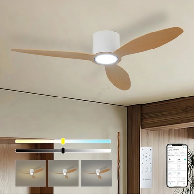 ZEVENTI - LED таванен вентилатор VENTORA LED/24W/230V Wi-Fi Tuya бял/дъб + дистанционно управление (ZV0072)
