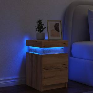 vidaXL Нощно шкафче с LED, дъб артизан, 35x39x55 см, инженерно дърво (857656)