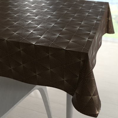 Biante Veľký zamatový štvorcový obrus Isabela IBL-012 Rose Gold trojuholníky na hnedom 240x240 cm