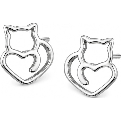Argento Strieborné náušnice mačka 67566