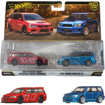 Mattel Hot Wheels Premium Car Culture TwinPack 2005 Mitsubishi Lancer EVO IX Wagon a 2004 Subaru Forester STI