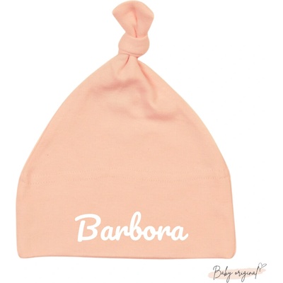 Čiapka baby UZLÍK s menom broskyňová