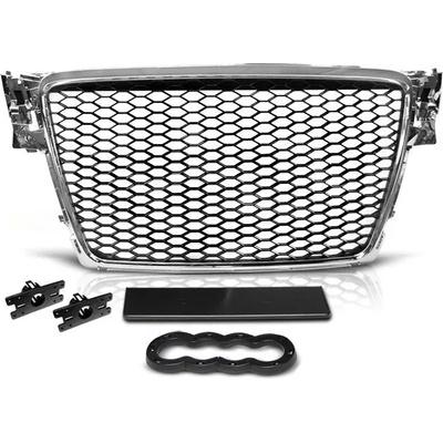Решетка без емблема за Audi A4 B8 (2008-2011) - RS Look с хром рамка (GRAU02)