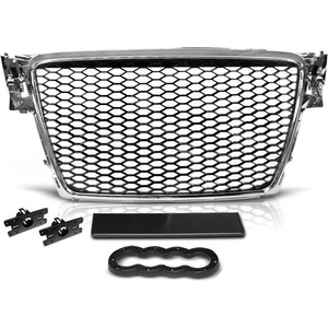  Решетка без емблема за Audi A4 B8 (2008-2011) - RS Look с хром рамка (GRAU02)