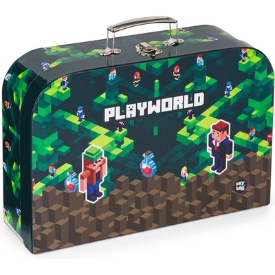 Oxybag Kufřík lamino Playworld zelenohnědý 34 cm