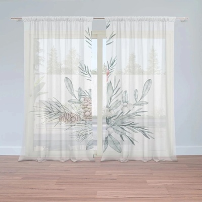 Sablio Vianočné Záclony Zimná kytica: 2ks 150x250cm