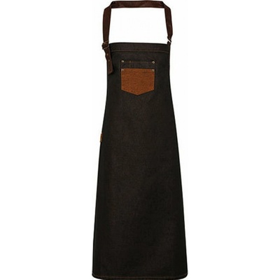 Premier Workwear Džínová zástěra s povoskovaným vodoodpudivým povrchem černá hnědá 72x86cm PW136