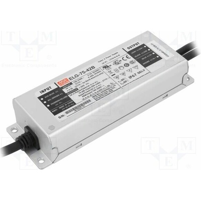 MEAN WELL ELG-75-42B-3Y Napájecí zdroj: spínaný; LED; 75,6W; 42VDC; 1,8A; 100÷305VAC; IP67
