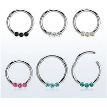 Piercingate Kruh segment s kamínky PKR00143 Modrý zirkon