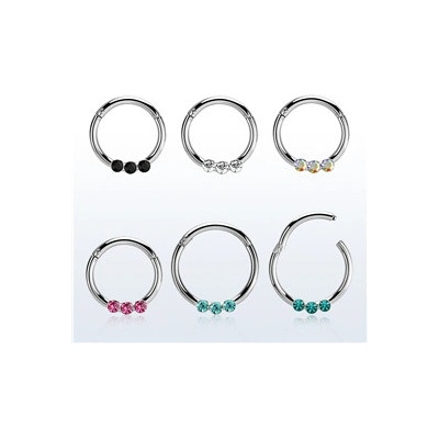 Piercingate kruh segment s kamínky PKR00143 černá