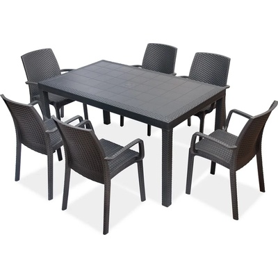 BICA Комплект техноратанови мебели Houston / Indiana за 6 души антрацит Bica (BC9094NT-6x9093ANT)