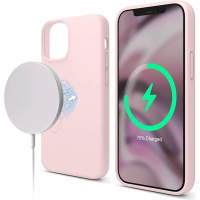 elago MagSafe Soft Silicone Case - силиконов (TPU) калъф с вграден магнитен конектор (MagSafe) за iPhone 12 mini (розов)