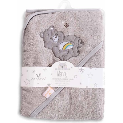 Cangaroo Бебешка хавлия Cangaroo - Manny, 76 х 76 cm, сива (110188)