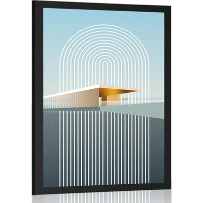 Plakát duha s abstraktním pozadím Mid-Century - 40x60 no frame
