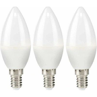 NEDIS LED žárovka E14/ svíčka/ 2,8 W/ 220 V/ 250 lm/ 2700 K/ teplá Bílá/ matná/ 3 kusy LBE14C351P3