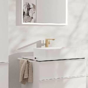 Hansgrohe Tecturis E Fine CoolStart висок смесител за умивалник с Push-Open клапан, матиран бронз (73073140)
