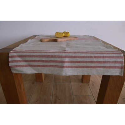 E-len Lněný ubrus Retro červená a režná 100% len 90x90 cm