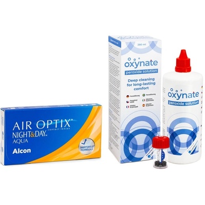 Alcon Air Optix Night & Day Aqua 6 čoček + Oxynate Peroxide 380 ml s pouzdrem