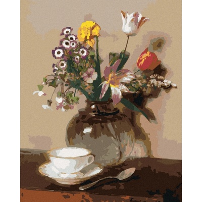 Zuty Malování podle čísel ZÁTIŠÍ S KVĚTINAMI A ŠÁLKEM HENRI FANTIN LATOUR