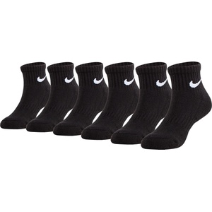 Nike Детски чорапи Nike Swoosh Performance Quarter Sock 6 Pack Childrens - Black