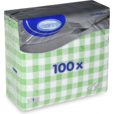 Wimex ubrousky 1V KARO zelené 100ks 33x33cm