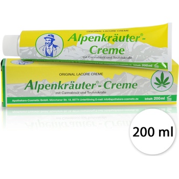 Alpenkrauter Alpský bylinný masážny krém s konopným olejom a extraktom z diablovho pazúra 200 ml