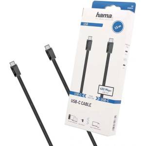 Hama Кабел Hama USB-C към USB-C, 1.5 m, USB 2.0, 60 W, черен (10086397)