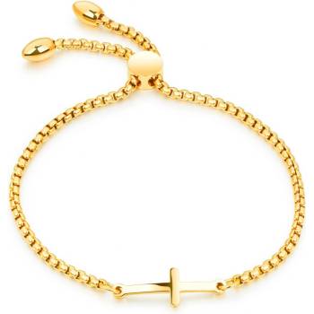 Šperky eshop oceľový náramok v zlatej farbe vypuklý kríž hranatá retiazka posuvné zapínanie SP64.01
