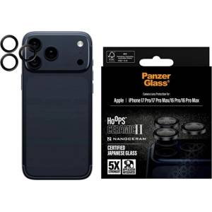 Panzer за iPhone 17 Pro Max / 17 Pro / 16 Pro Max PANZERGLASS HOOPS CERAMIC II стъкло за защита на камерата 9H + заден капак BLACK PG63347 (PG63347)