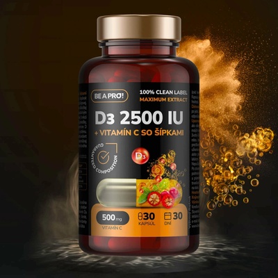 Be A Pro! D3 2500 IU + Vitamín C so šípkami 30 kapsúl