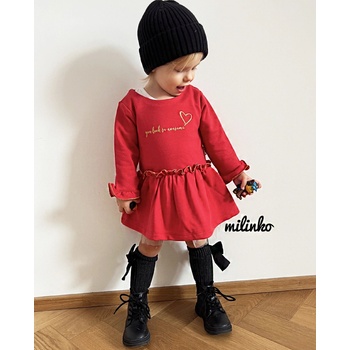 Miniworld Dievčenské šaty s dlhým rukávom Vyzeráš úžasne červené