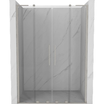 Mexen Velar L Duo плъзгащи се врати за душ 140 cm, прозрачни, четкан никел - 871-140-003-02-97 (871-140-003-02-97)