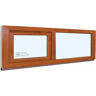 KNIPPING Plastové okno - 70 AD, 2400x600 mm, FIX/S, zlatý dub Sklo: čiré, Barva, imitace: zlatý dub/bílá (jednostranně)